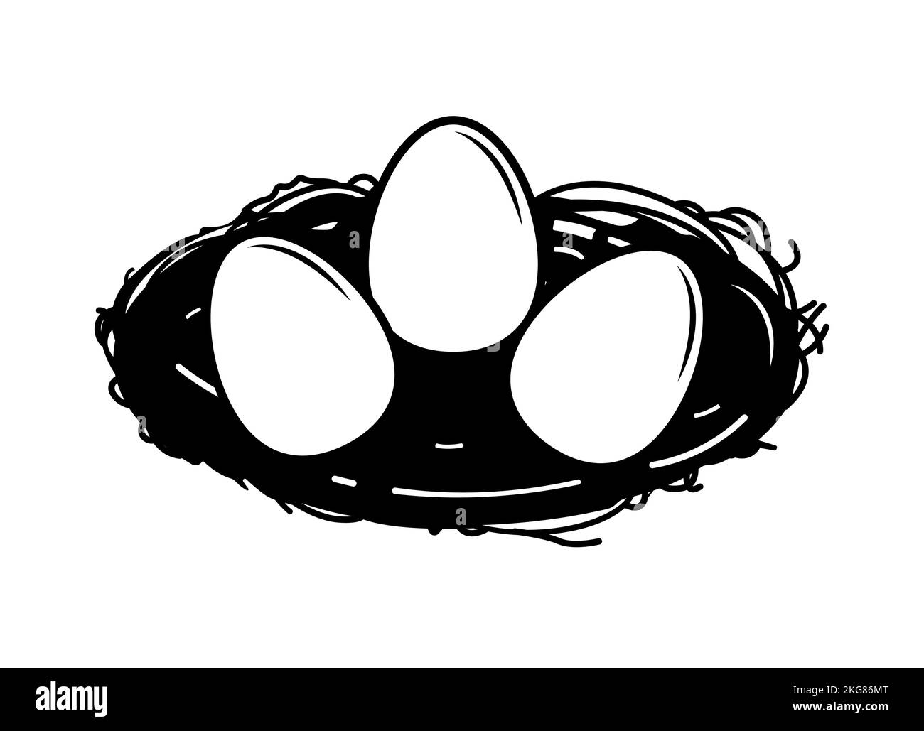 Eine Vektordarstellung der Silhouette des Vogelnests, isoliert auf weißem Hintergrund Stock Vektor