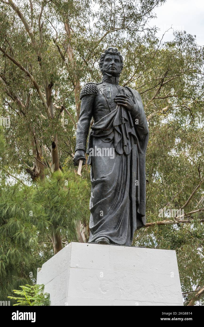 Das Denkmal für den ehemaligen mexikanischen Präsidenten Vicente Guerrero, der 1831 von seinen politischen Feinden hinter dem ehemaligen Kloster von Santiago i hingerichtet wurde Stockfoto