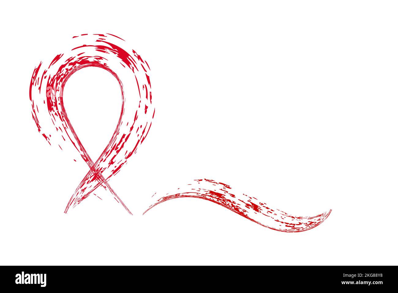 Rotes Band im Grunge-Stil auf weißem Hintergrund. Symbol des Internationalen AIDS-Tages. Vektorbild. Stock Vektor