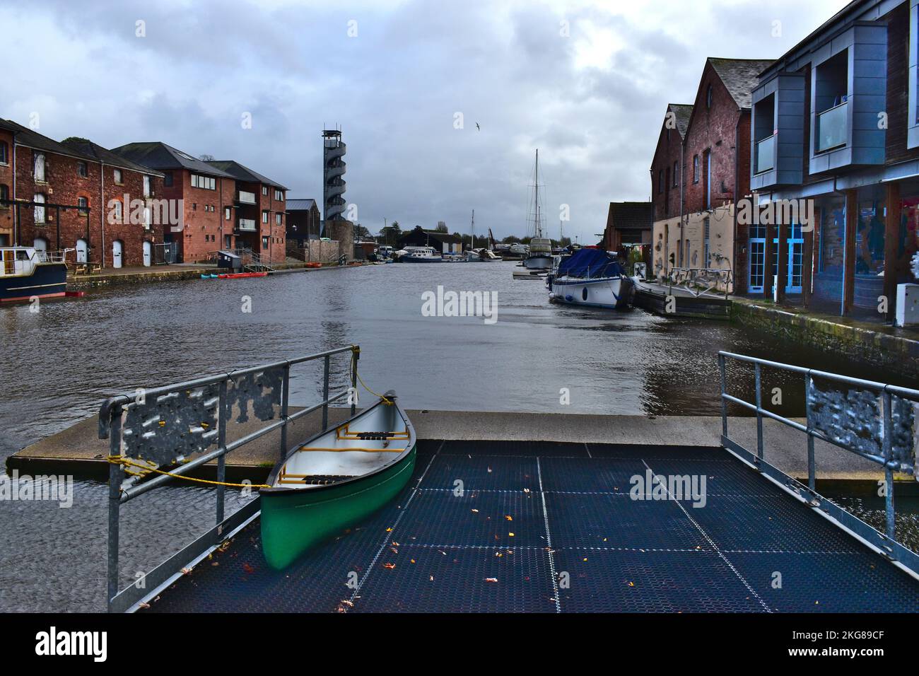 Flussbecken Des Exeter-Kanals. Stockfoto