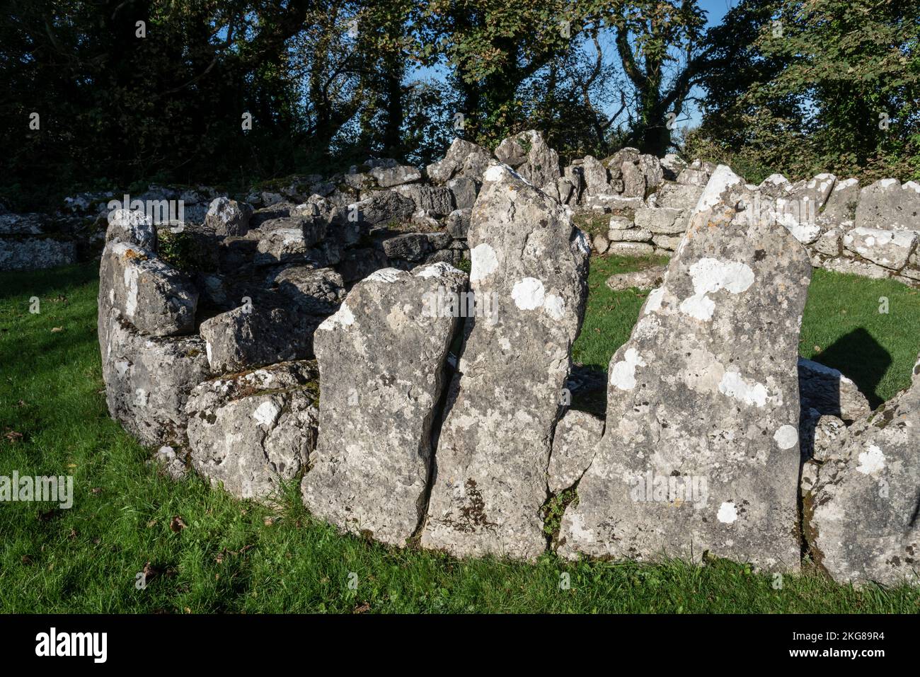 DIN Lligwy Steinsiedlung in der Nähe von Moelfre, Anglesey, Nordwales. Stockfoto