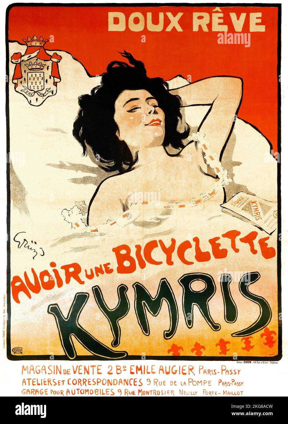 Doux Reve, avoir Une Bicyclette Kymris (1898) Jules-Alexandre Grün (französisch, 1868-1934) Digital verbessert Stockfoto