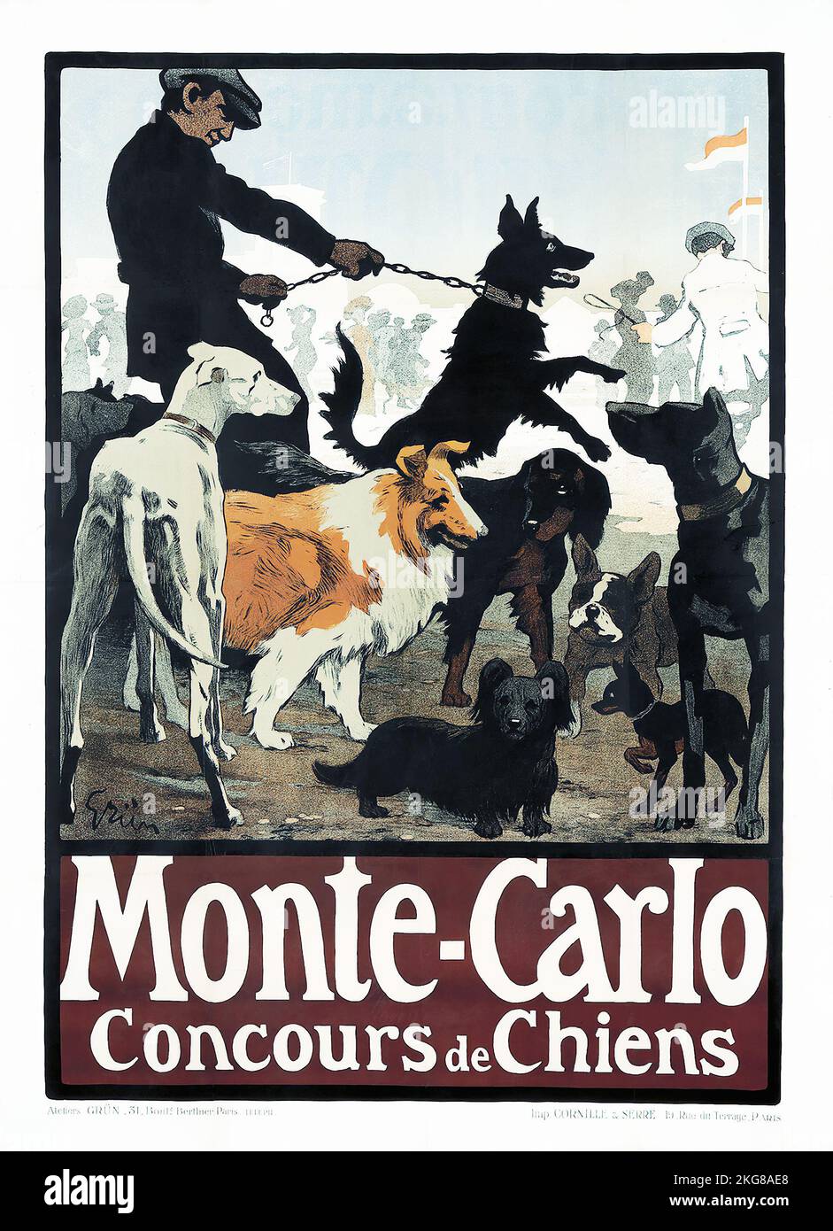 Monte-Carlo, Concours de Chiens (ca. 1905) Jules-Alexandre Grün (Französisch, 1868-1934) Hundewettbewerb. Digital verbessert Stockfoto