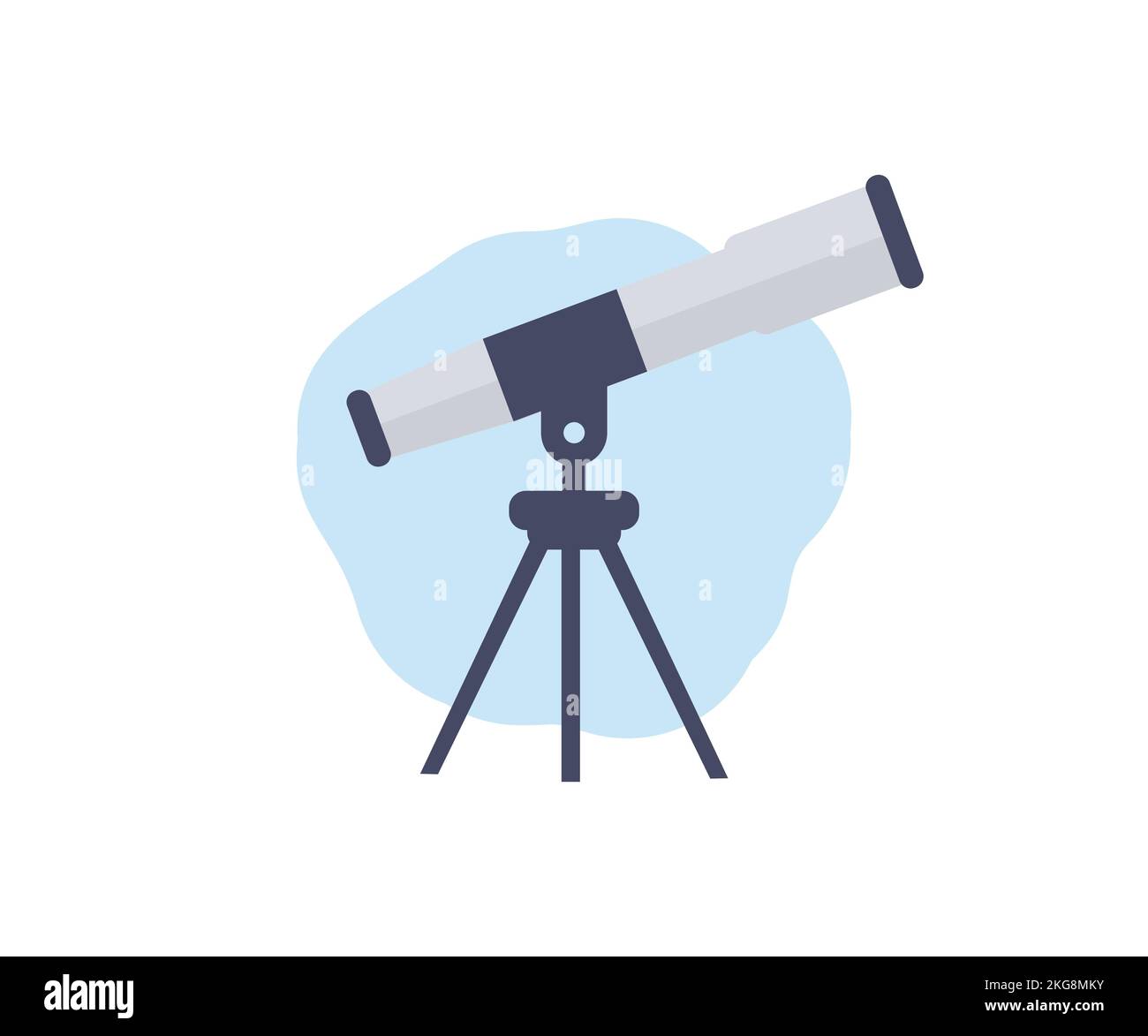 Silhouette des Teleskops, Astronom Equipment Telescope Logo Design. Standing Telescope Zum Erkunden Und Beobachten Von Galaxie Und Kosmos. Discovery Optical. Stock Vektor