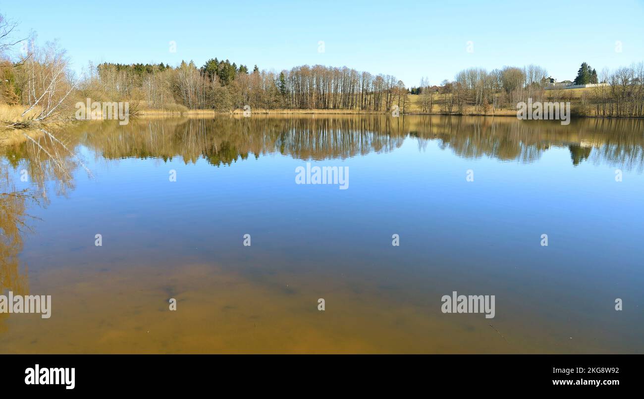 Pond Amerika in Frantiskovy Lazne bietet Schwimmen, Bootsverleih, Restaurant und Mini-Zoo. (CTK Photo/Jan Rychetsky) Stockfoto