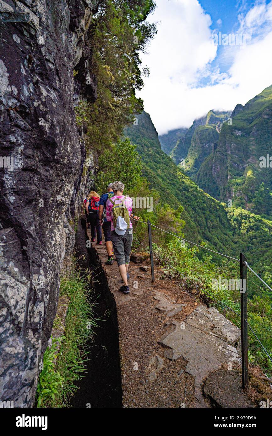 Caldeirao Verde, einer der schönsten Levadas der Insel. Auf einer Höhe von 880m m. Stockfoto
