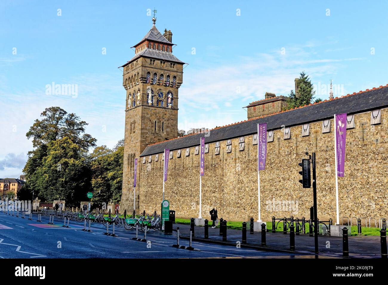 Marquis of Bute Clock Tower, Cardiff Castle, South Glamorgan, Wales, Cymru, Unuted Kingdom - 16.. Oktober 2022 Stockfoto