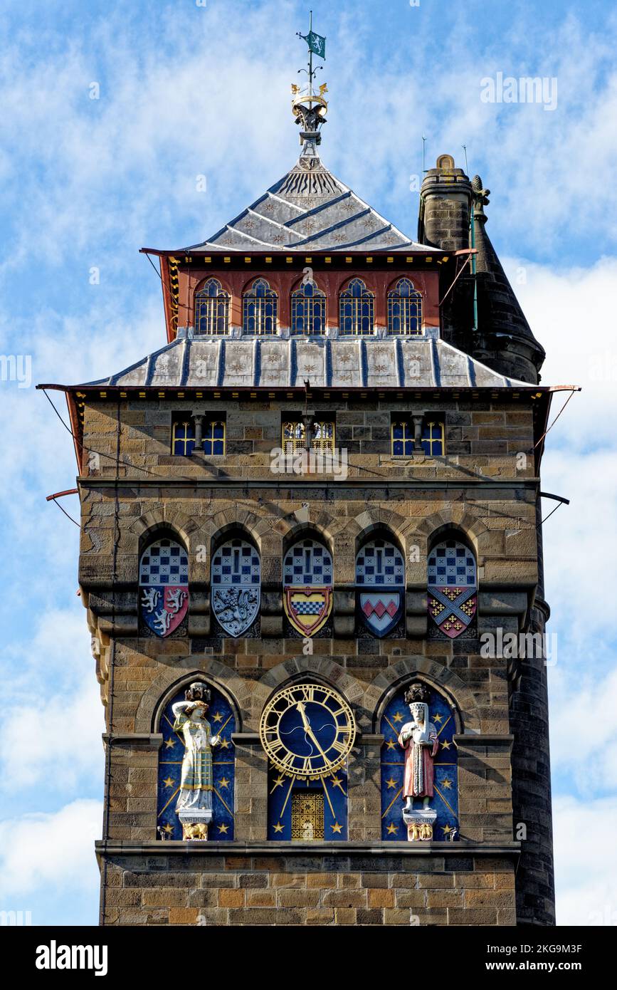 Marquis of Bute Clock Tower, Cardiff Castle, South Glamorgan, Wales, Cymru, Unuted Kingdom - 16.. Oktober 2022 Stockfoto