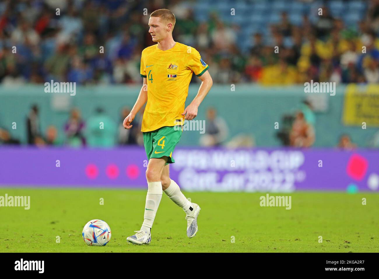 Doha, Katar, 22.. November 2022; Al-Janoub-Stadion, Al-Wakrah, Katar: FIFA Fußball-Weltmeisterschaft, Frankreich gegen Australien: Kye Rowles von Australien Stockfoto