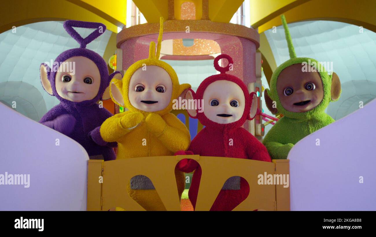 TELETUBBIES, von links: Tinky-Winky (Stimme: Jeremiah Krage), Laa-Laa (Stimme: Rebecca Hyland), Po (Stimme: Rachelle Beinart), Dipsy (Stimme: Nick Kellington), (Saison 1, ep. 114, ausgestrahlt am 4. November 2022). Foto: ©Netflix / Courtesy Everett Collection Stockfoto