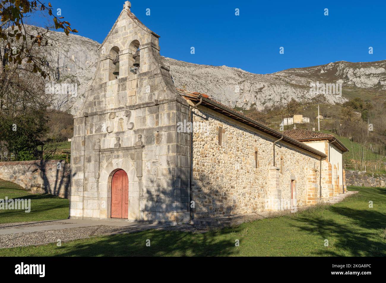 Heiligtum unserer Lieben Frau von Cebrano in der Stadt Carrea, in Teberga, Asturien Stockfoto