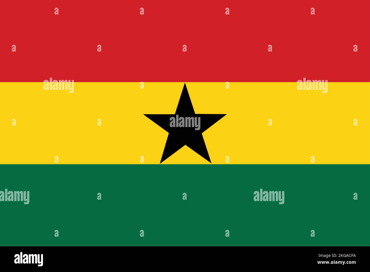 Die Nationalflagge von Ghana. Vektorgrafik. Stock Vektor