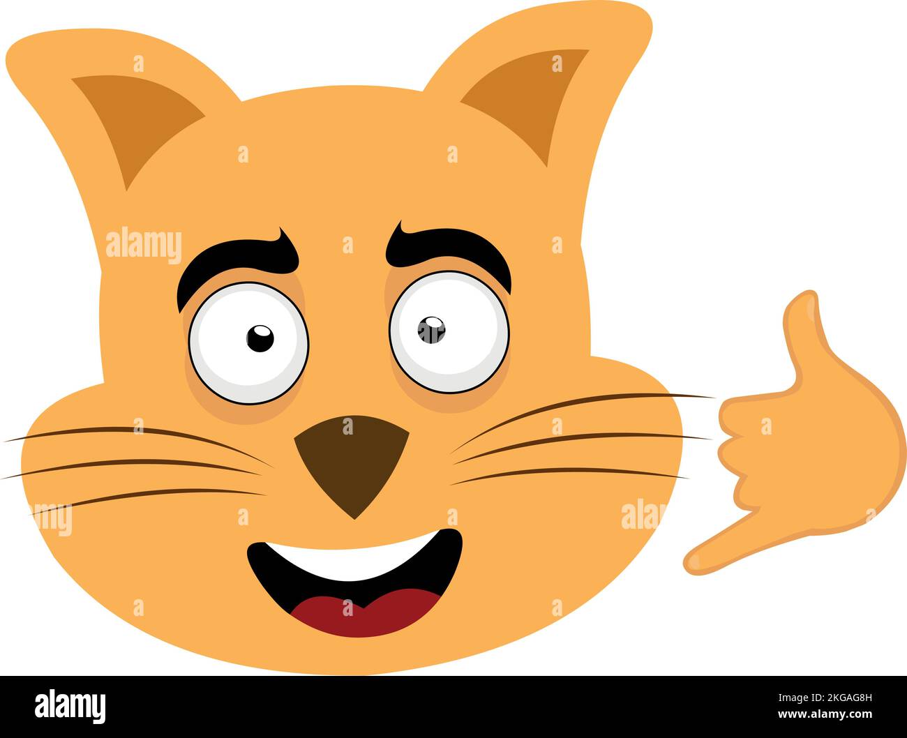 vektordarstellung des Gesichts eines Katzenkartoons, der mit seiner Hand eine Geste macht, um mich anzurufen oder zu schütteln Stock Vektor