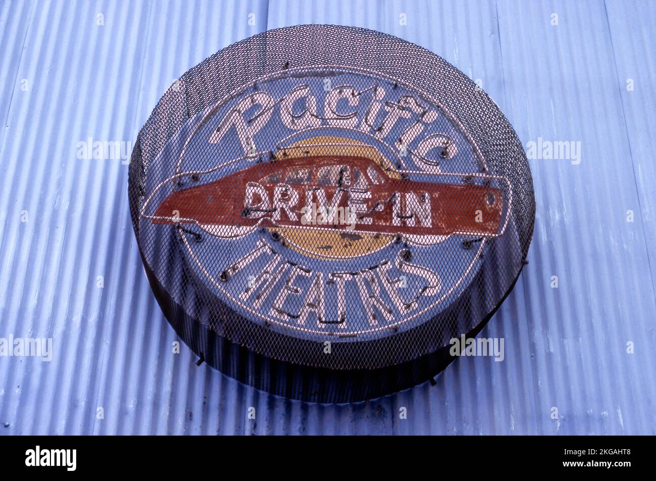 Schild vor dem Pacific Drive-in Theater in Los Angeles, CA Stockfoto