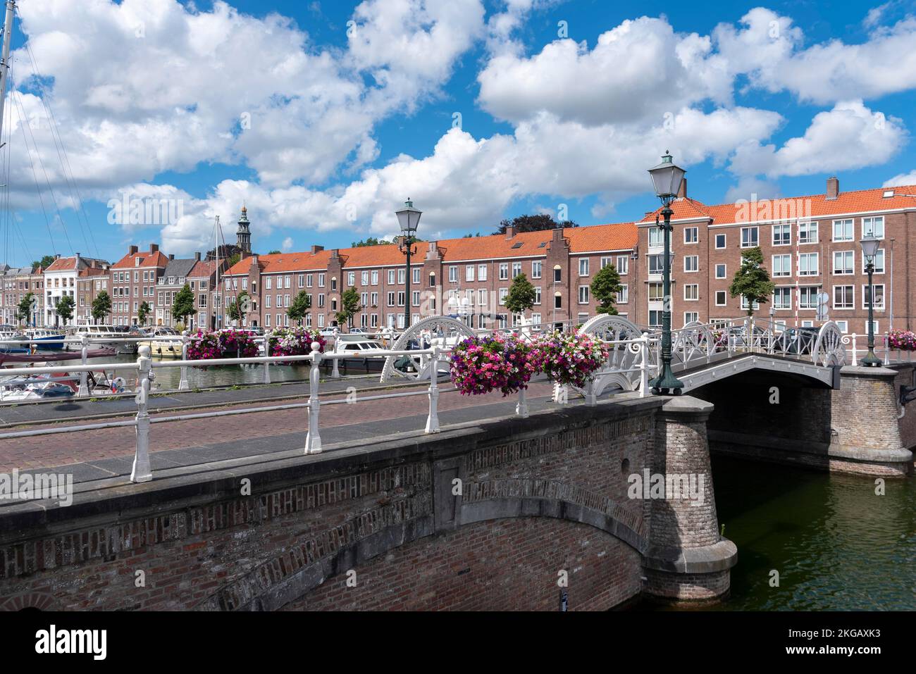 Spijkerbrug am Yachthafen, Middelburg, Zeeland, Niederlande Stockfoto