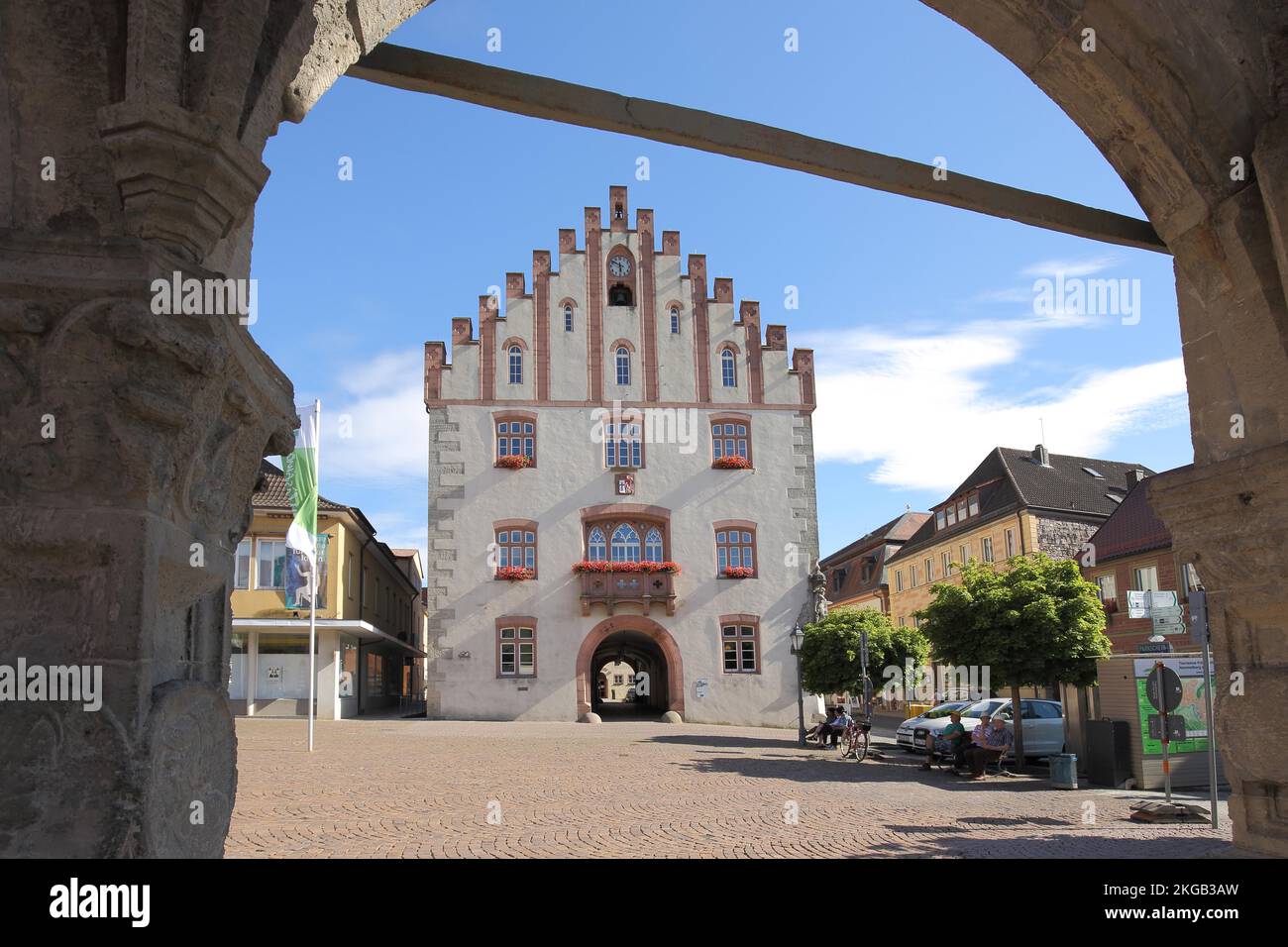 Neogotisches Rathaus in Hammelburg, Bayern, Deutschland, Europa Stockfoto