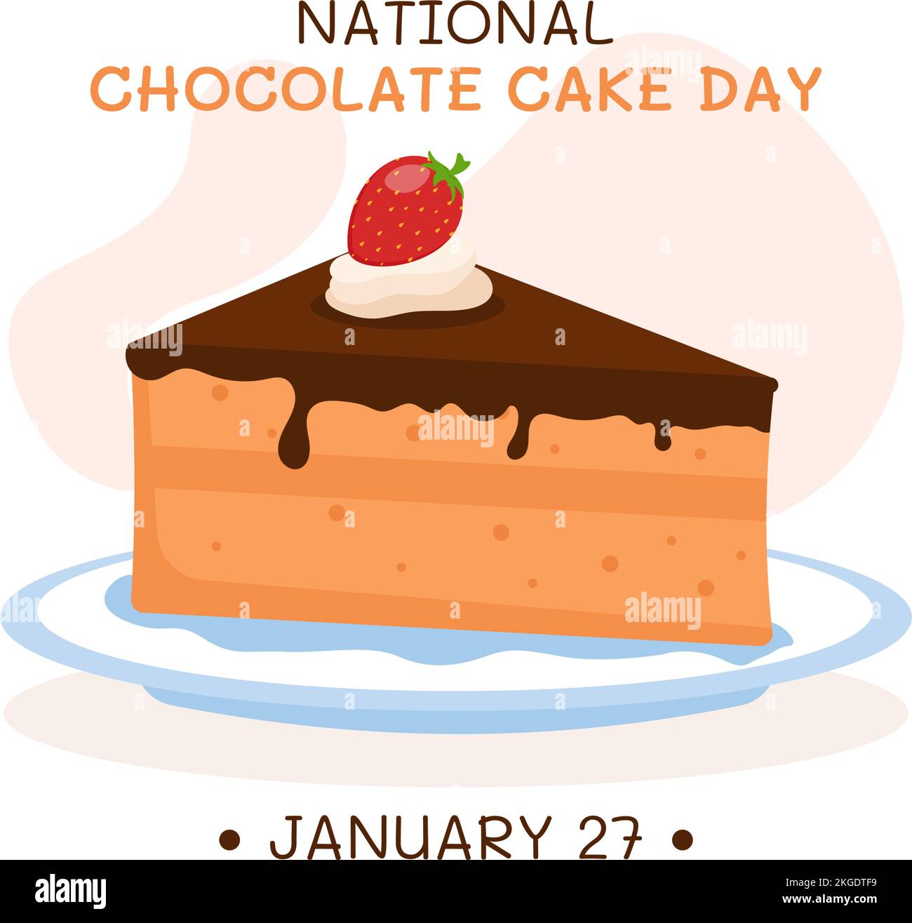 National Chocolate Cake Day Celebration am 27. Januar mit Illustration „Delicious Sweetness in Flat Cartoon Background“ mit handgezeichneten Vorlagen Stock Vektor