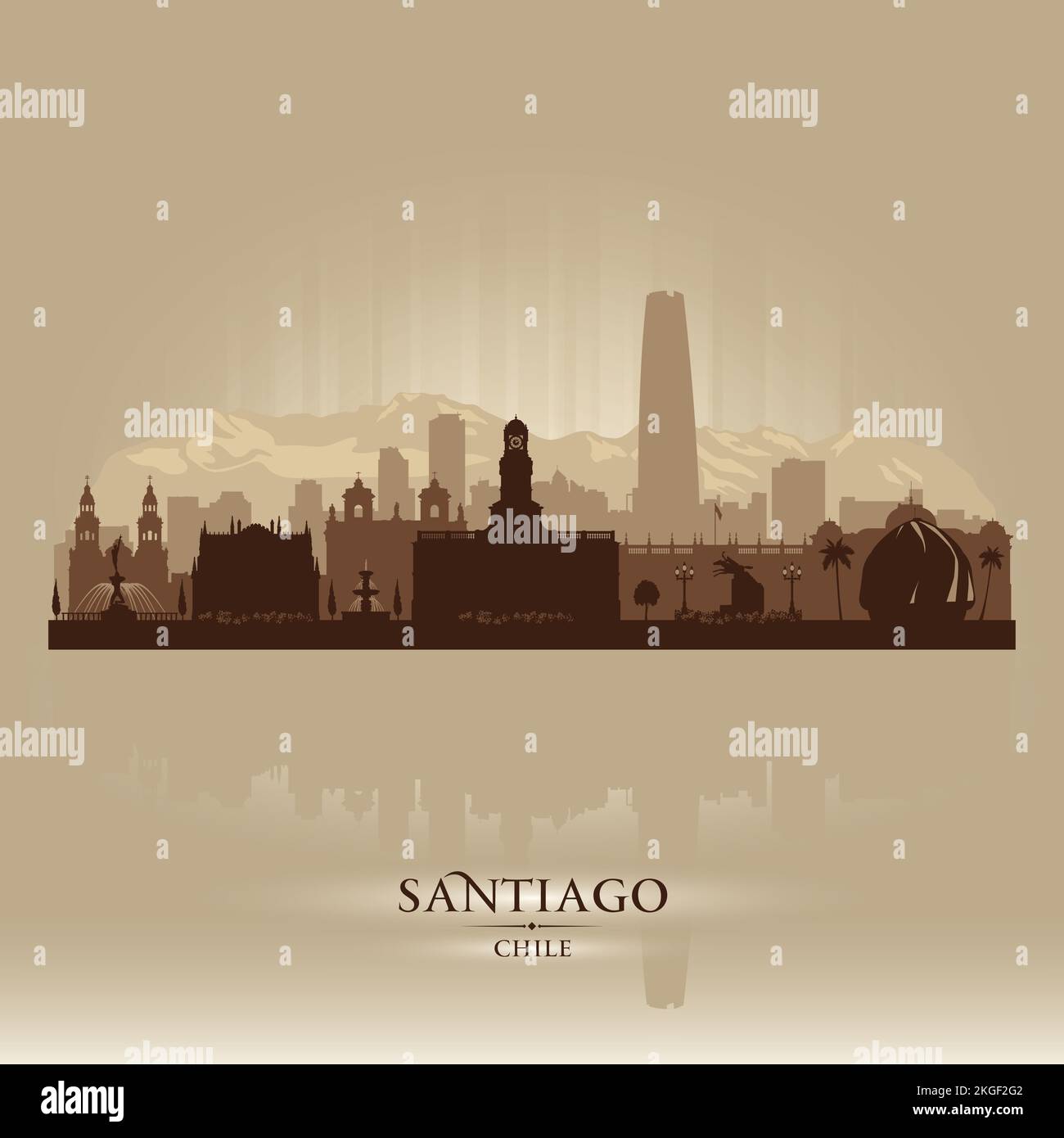 Santiago Chile City Skyline Vektorsilhouette Illustration Stock Vektor