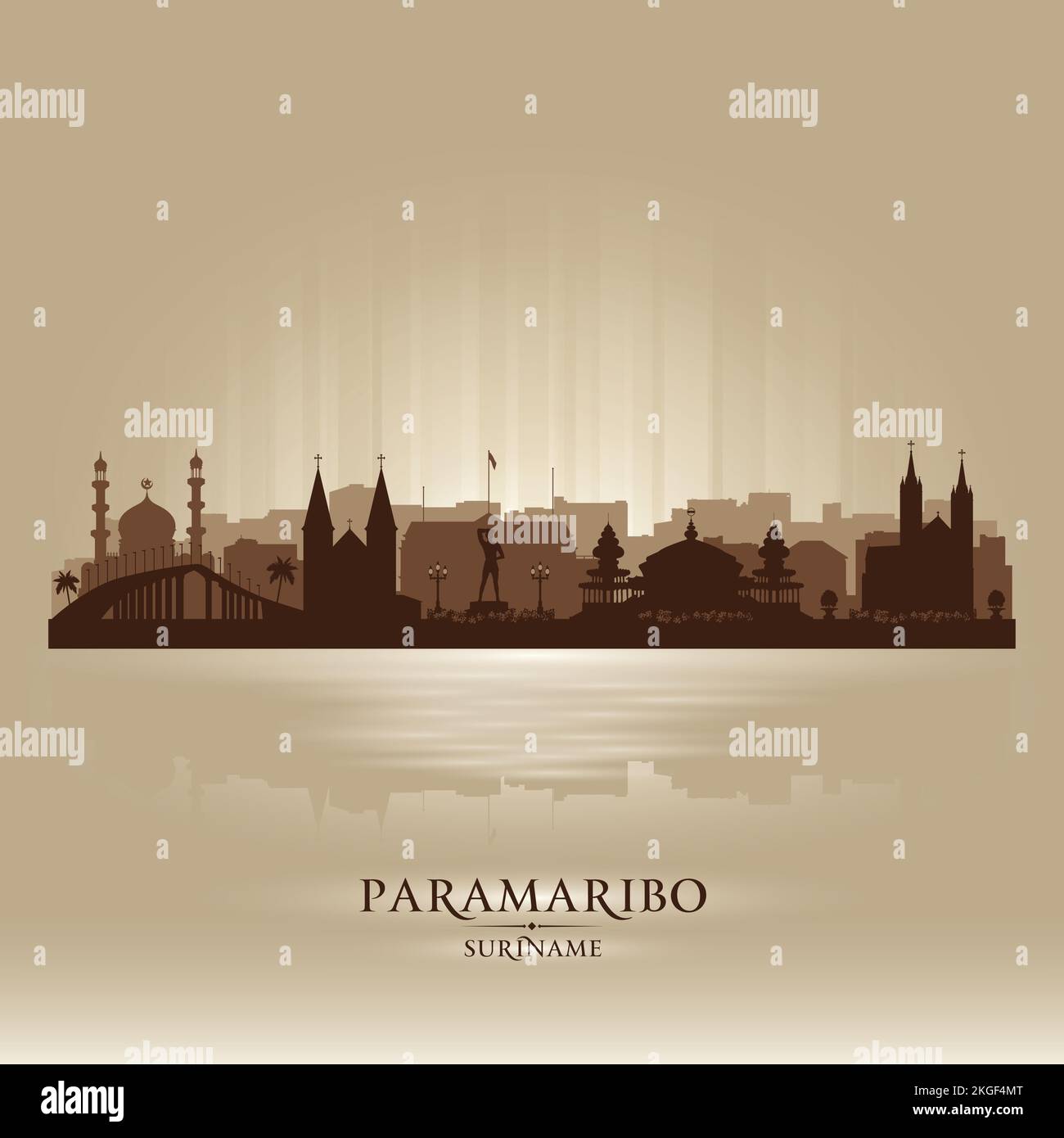 Paramaribo Suriname City Skyline Vektorsilhouette Illustration Stock Vektor