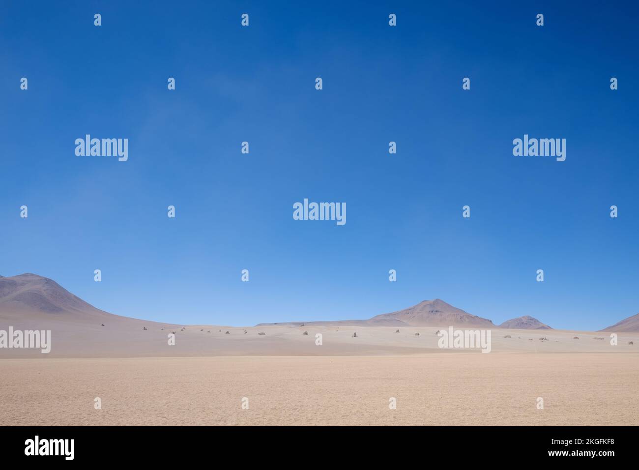 Panoramablick auf die Desierto de Dalí (Dali-Wüste) im Andenschutzgebiet Eduardo Avaroa, Provinz Sur Lípez, Bolivien Stockfoto