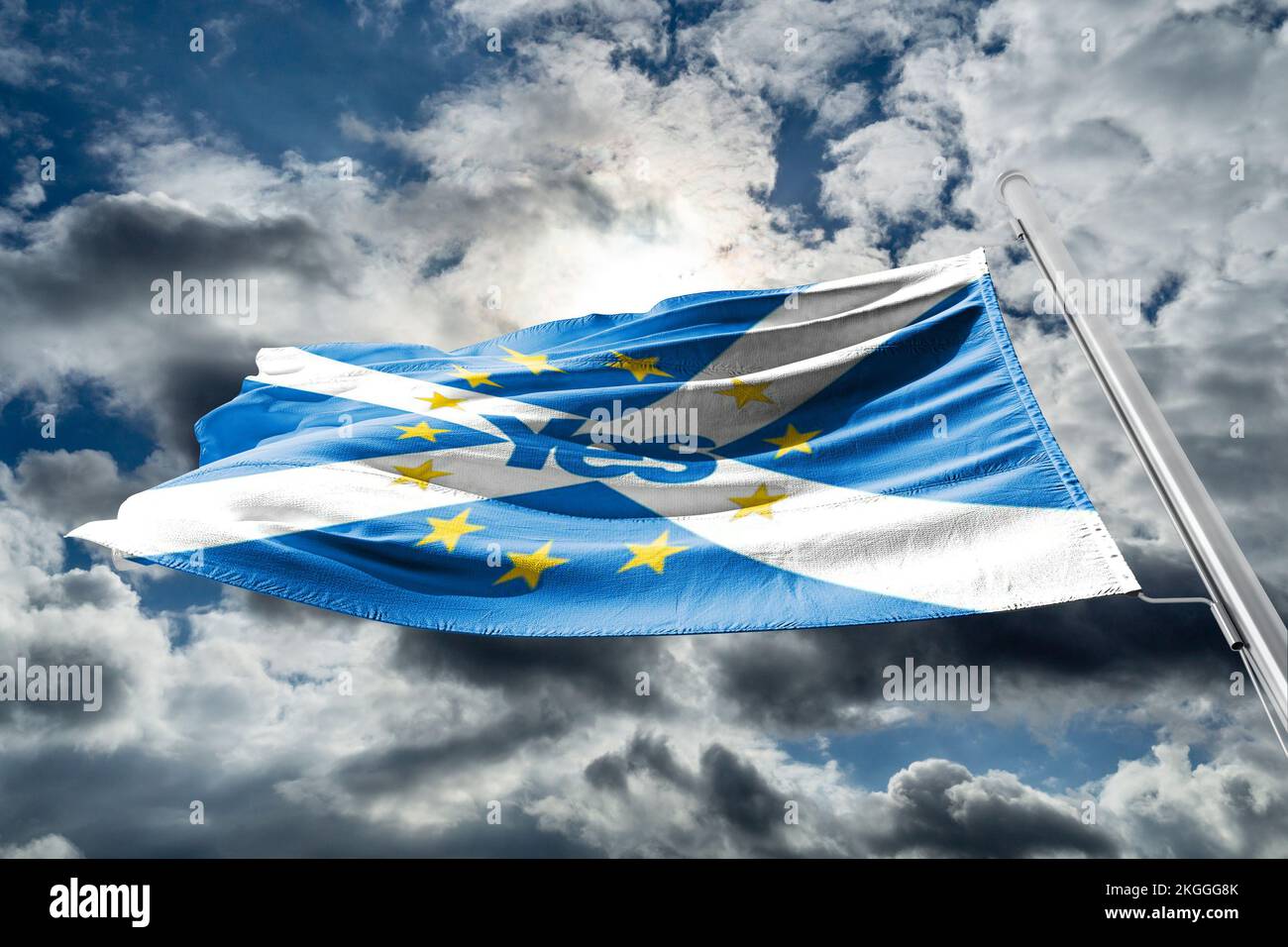 Schottische Ja-Flaggen des Obersten Gerichts über ein neues schottisches Unabhängigkeitsreferendum Stockfoto