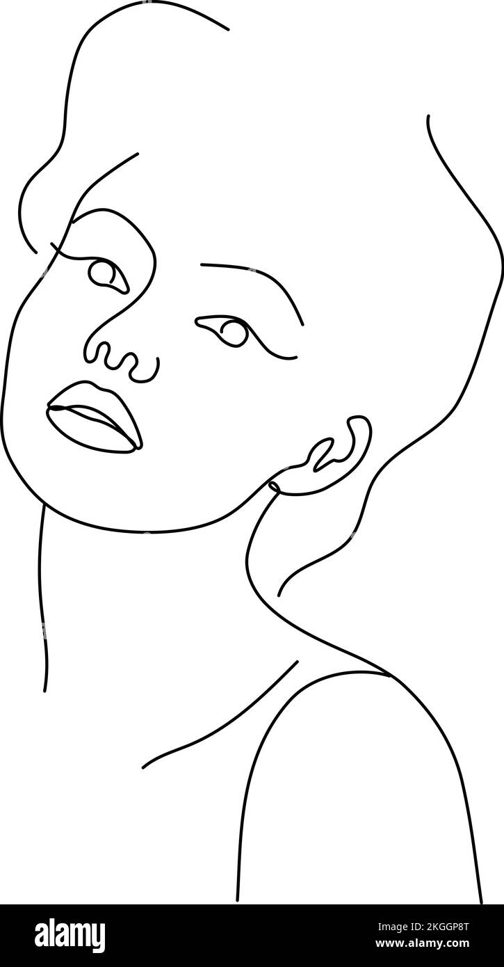 Linie Kunst trendy Porträt der schönen Frau. Abstraktes Gesicht, Schönheit, Minimalismus und Einfachheit Stock Vektor