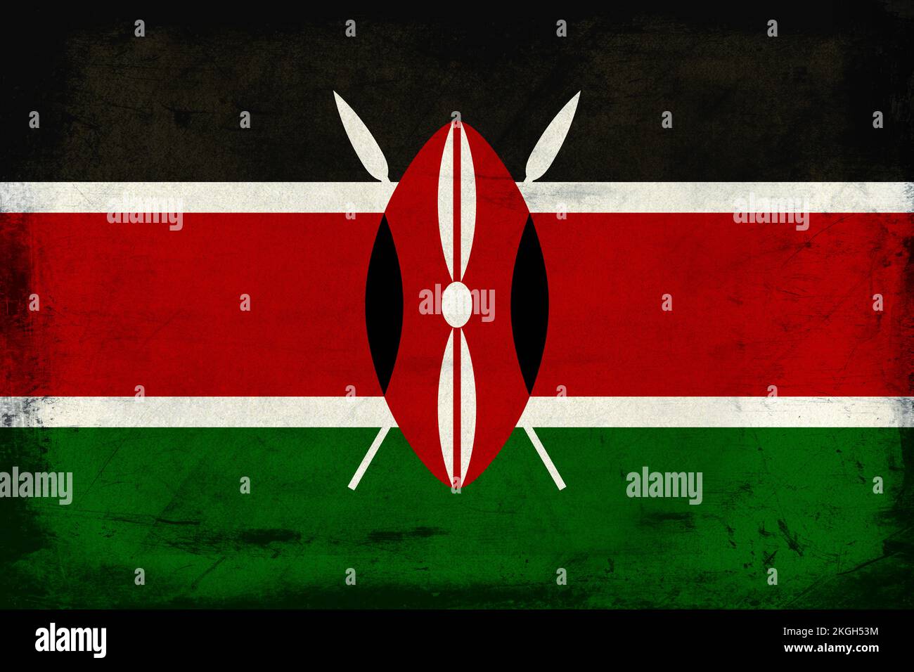 Grunge-Flagge von kenia. Schmirgelstruktur Stockfoto