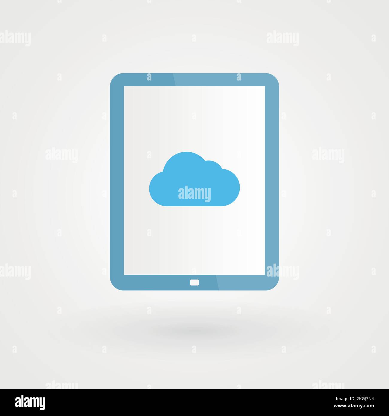 Tablet und Cloud. Konzept des Cloud-Computing. Vektordarstellung, flaches Design Stock Vektor