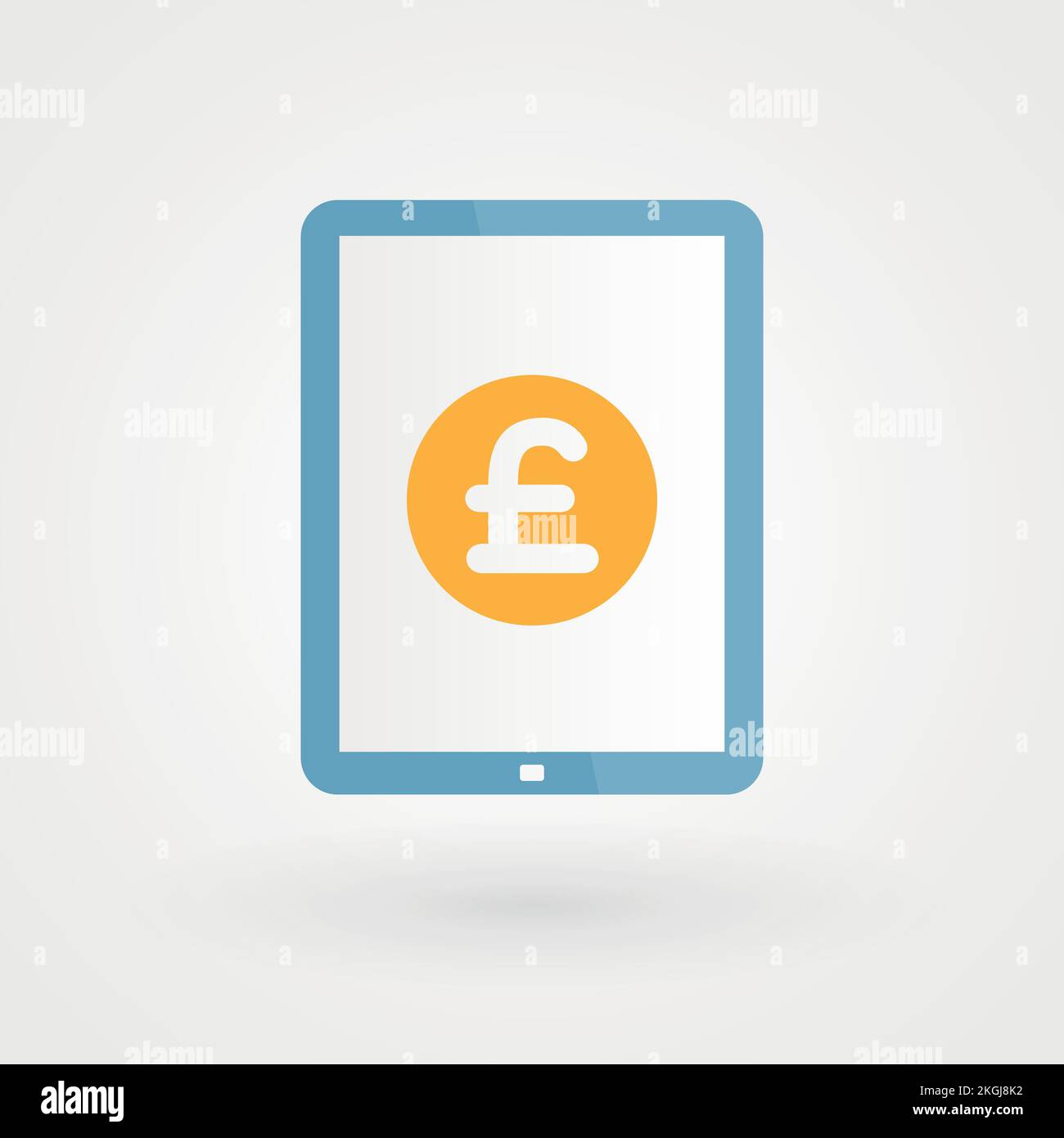 Tablet und Pfund. Münzkonzept. Vektordarstellung, flaches Design Stock Vektor