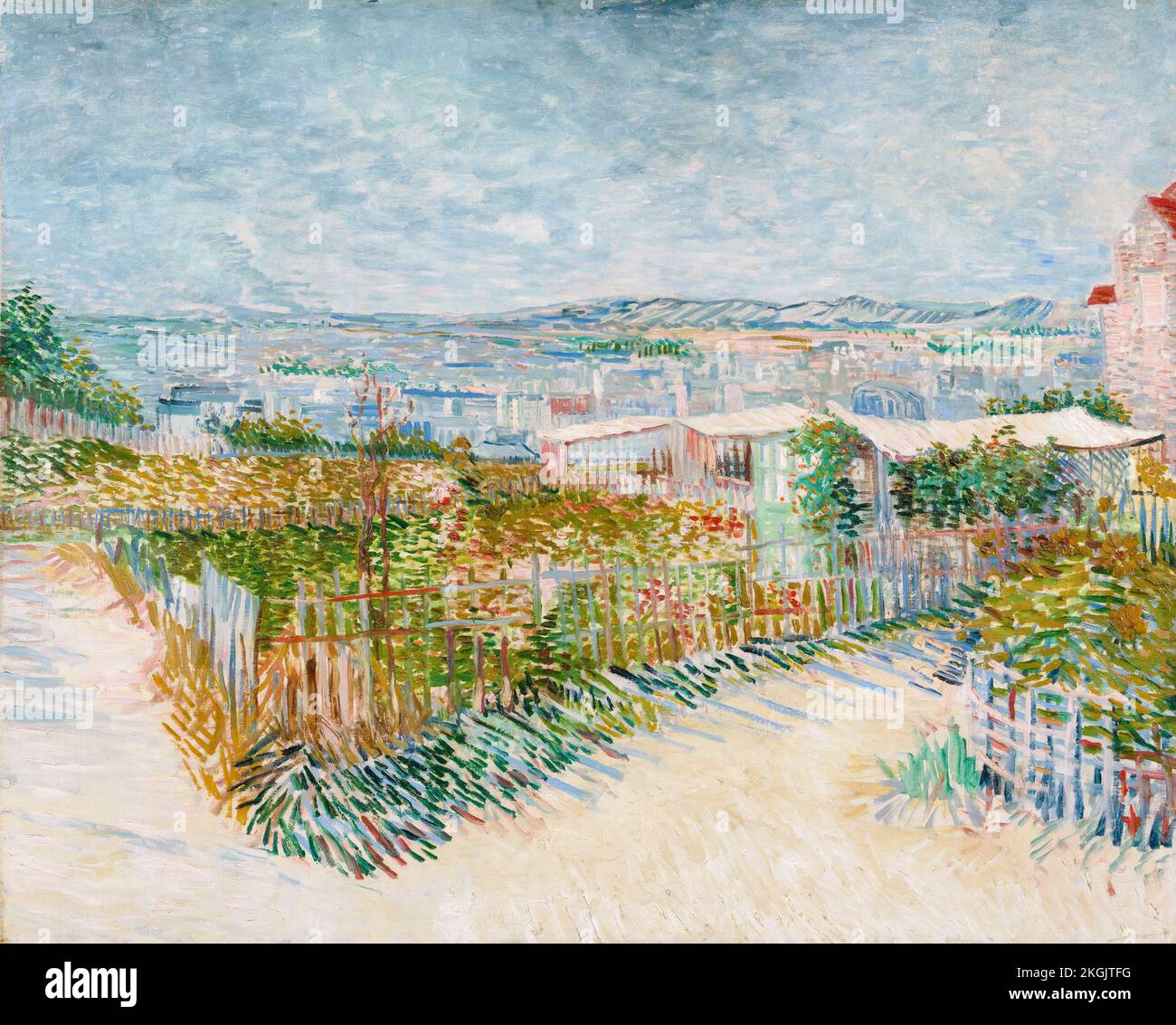 Vincent van Gogh, Montmartre: Hinter dem Moulin de la Galette, Landschaftsmalerei in Öl auf Leinwand, 1887 Stockfoto
