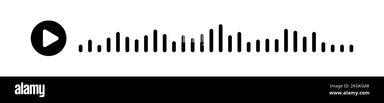 Audiowelle. Symbol klingt nach einem Lied. EQ. Podcast-Welle. Symbole auf isoliertem Hintergrund. Sprachnachricht. Vektordarstellung. Stock Vektor