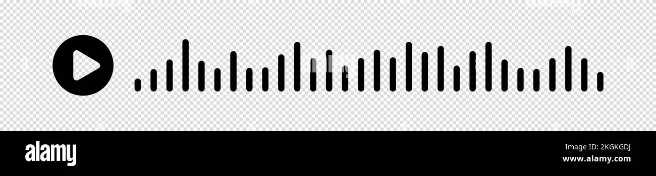 Audiowelle. Symbol klingt nach einem Lied. EQ. Podcast-Welle. Symbole auf isoliertem Hintergrund. Sprachnachricht. Vektordarstellung. Stock Vektor
