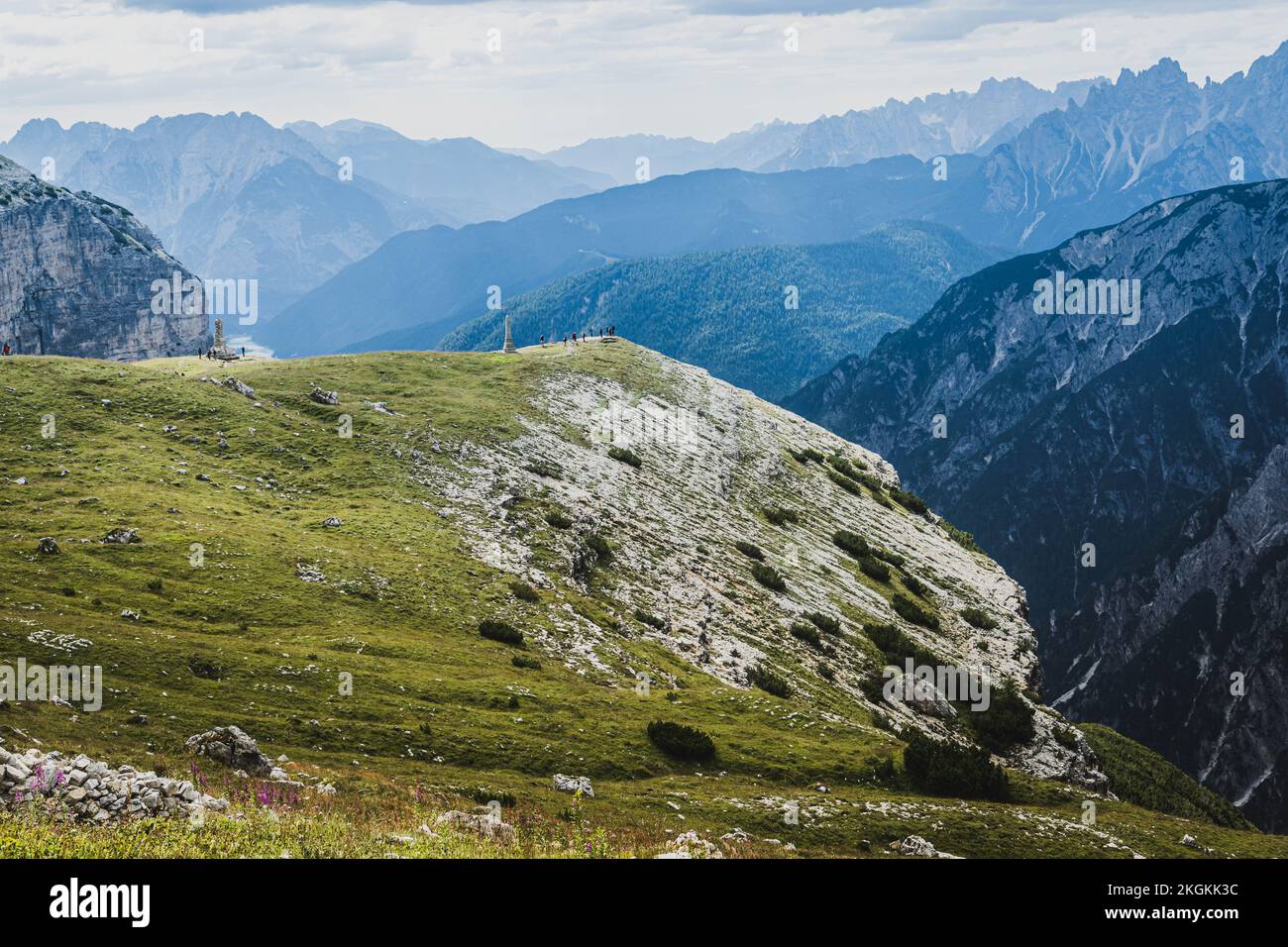 Eine wunderschöne Landschaft mit berühmten Bergen in den Sexten Dolomiten Stockfoto