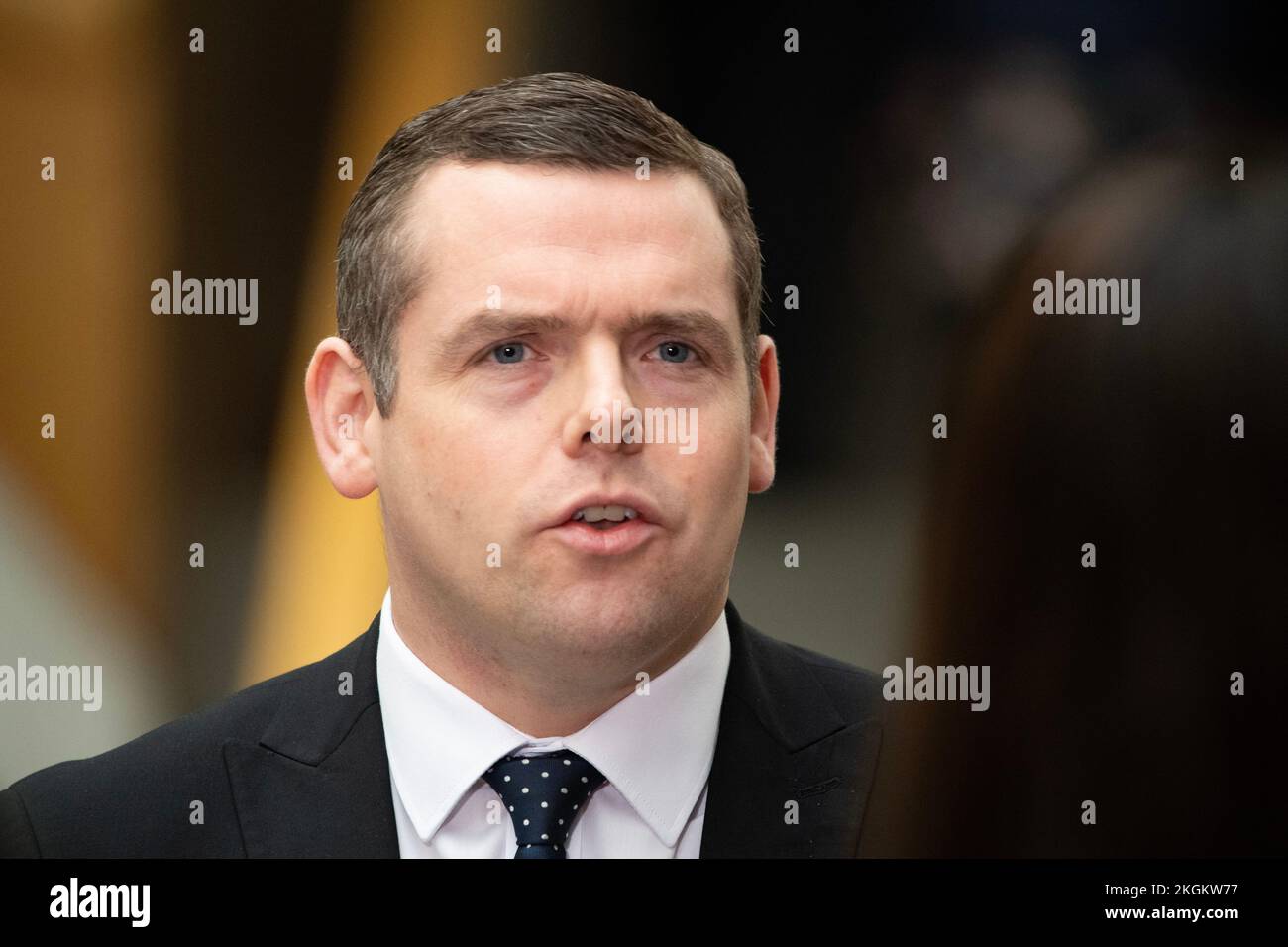 Edinburgh, Schottland, Großbritannien. 23.. November 2022. ABBILDUNG: Douglas Ross MP, Führer der schottischen Konservativen und Unionisten Partei. Die Führer der Pro Union Scottish Party geben ihre Meinung während eines Interviews ab, nachdem heute die Nachricht bekannt wurde, dass das Urteil des Obersten Gerichtshofs über die Rechtmäßigkeit des schottischen Parlaments nicht befugt ist, ein zweites Unabhängigkeitsreferendum auszurufen. Kredit: Colin D Fisher Kredit: Colin Fisher/Alamy Live News Stockfoto