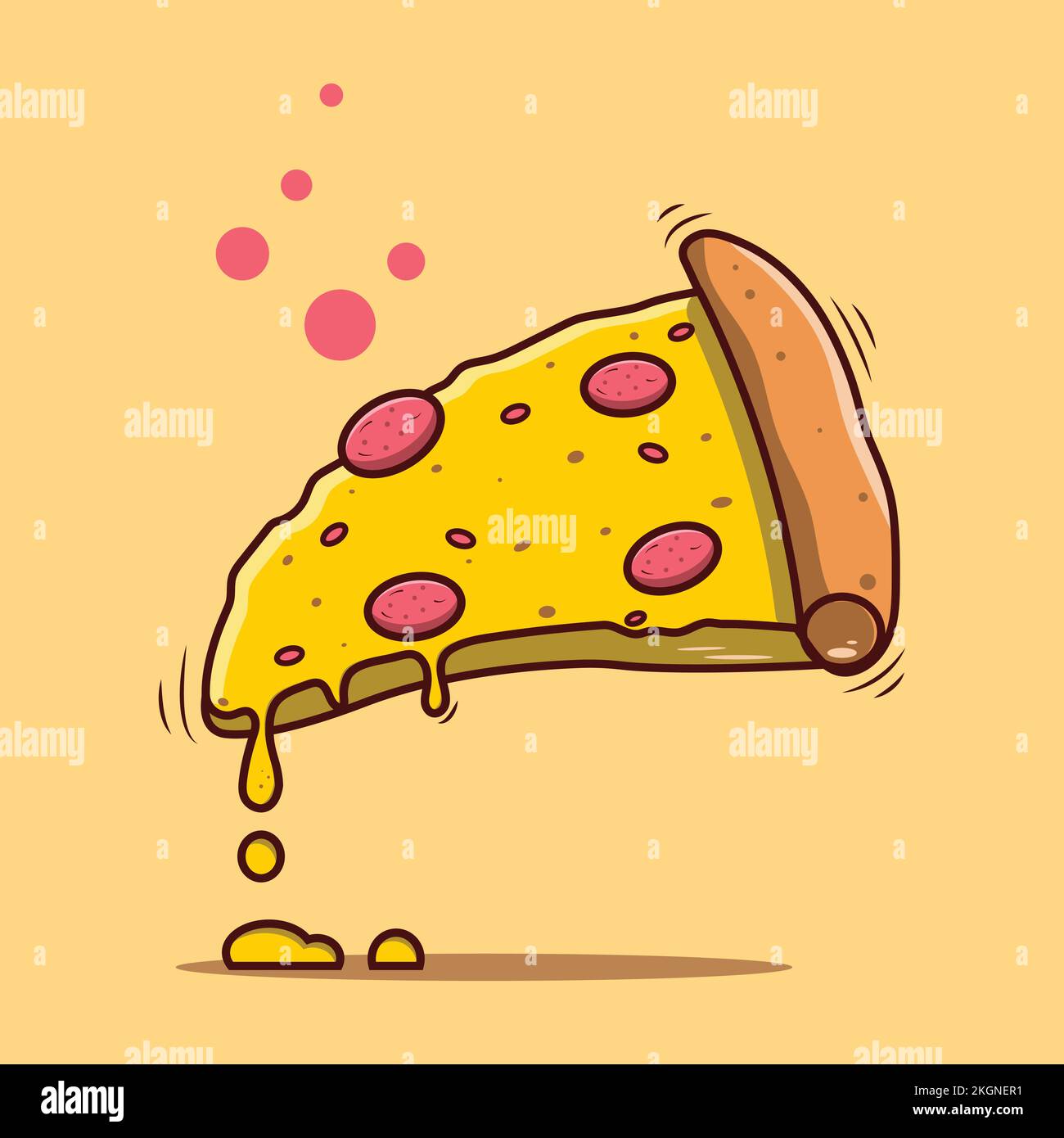 Pizzastücke mit flacher Kunst, Pizzastücke mit Käse und Peperoni Stock Vektor