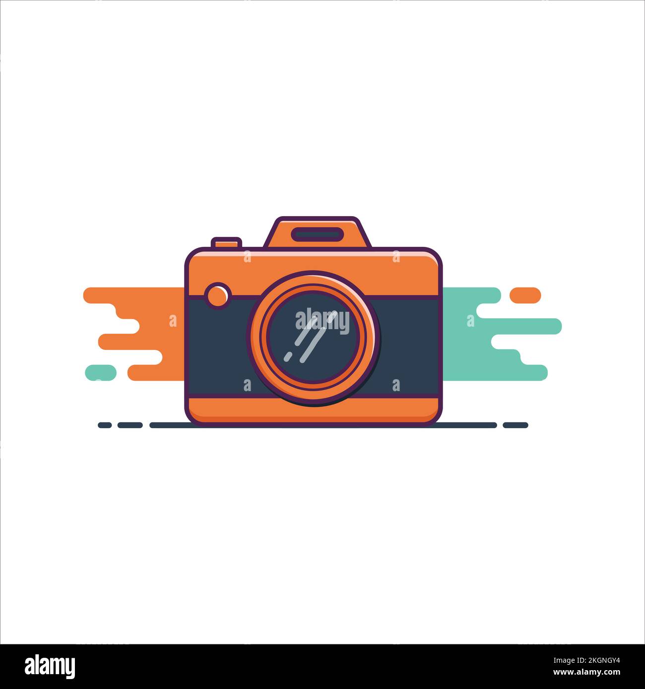 Flachkamera Abbildung, Flachkamera Design Vektorgrafik, Flachbild Kamera Stock Vektor