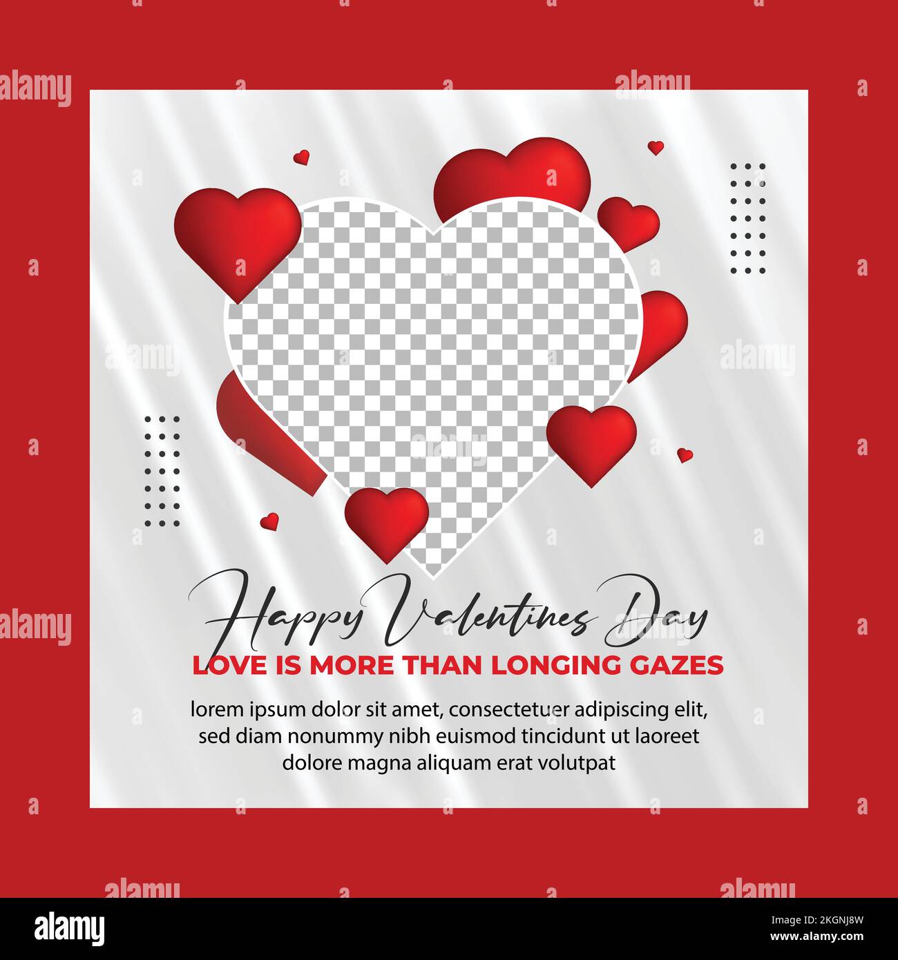 Postvorlage zum Valentinstag, Grußkarte zum Valentinstag, modische, bearbeitbare Vorlage zum Valentinstag für soziale Netzwerke Stock Vektor