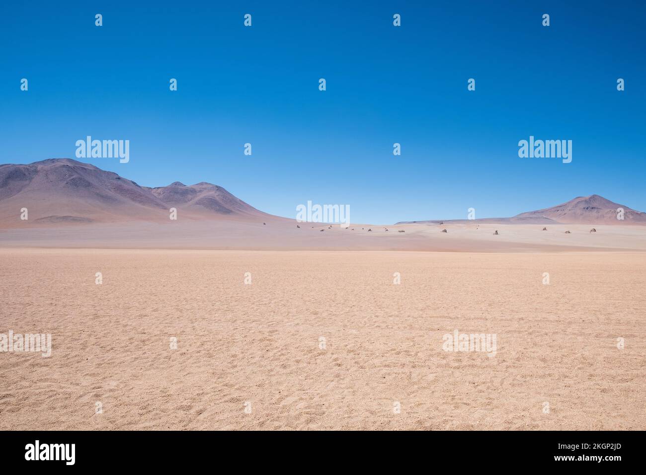 Panoramablick auf die Desierto de Dalí (Dali-Wüste) im Andenschutzgebiet Eduardo Avaroa, Provinz Sur Lípez, Bolivien Stockfoto