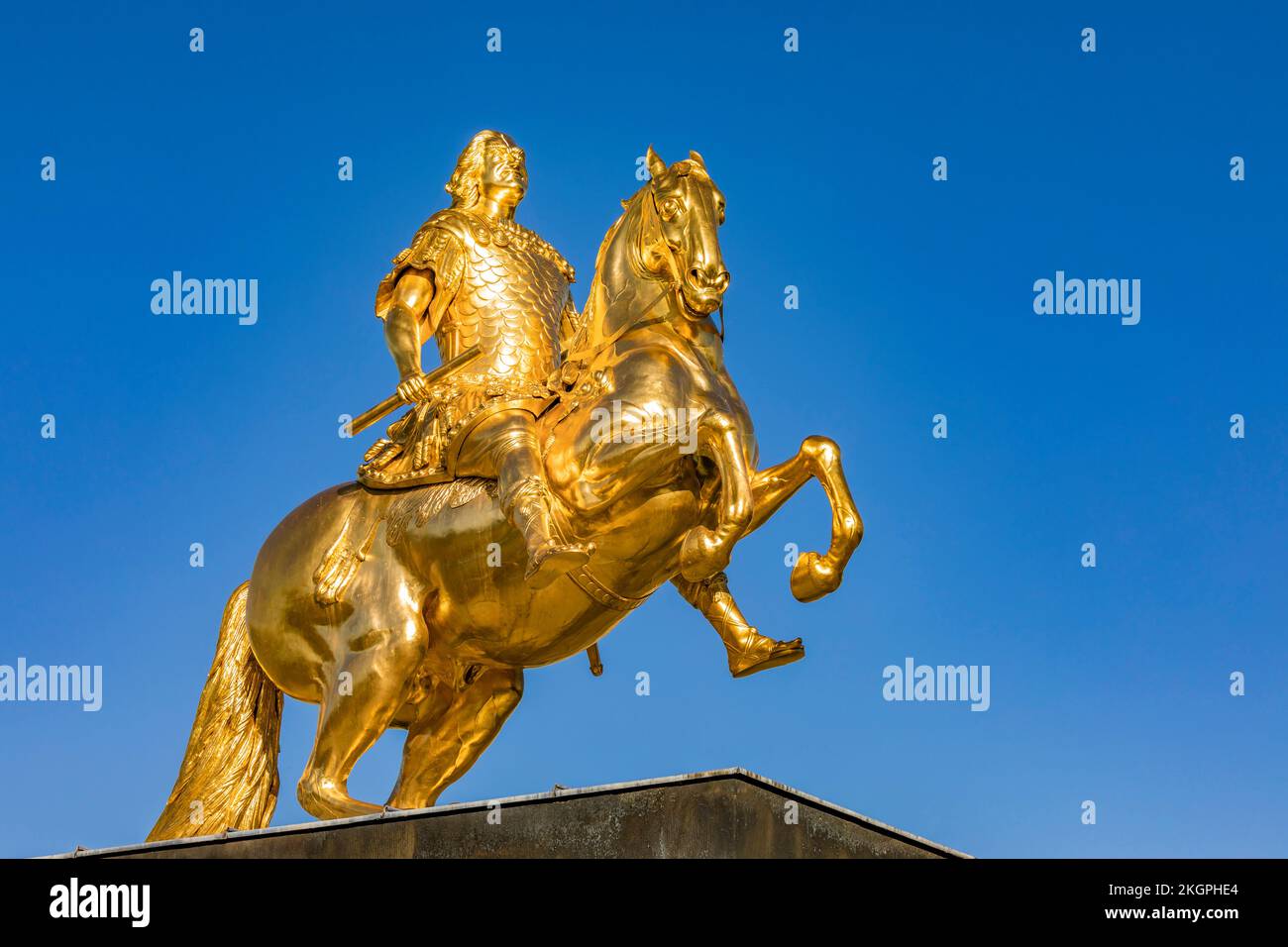 Deutschland, Sachsen, Dresden, Golden Rider Statue von Augustus II Stockfoto