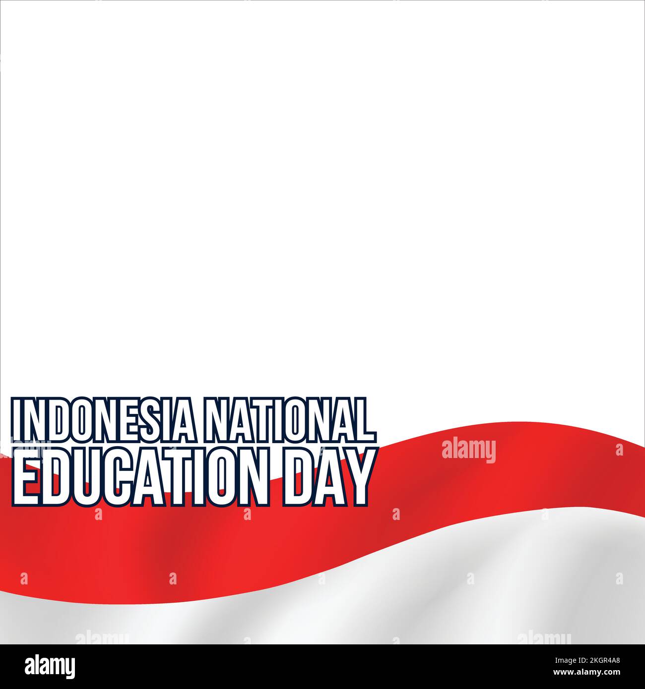 Indonesischer nationaler Schultag mit Schwarzweiß-Texteffekt, indonesische Flagge, Texteffekt auf weißem Hintergrund, indonesische nationale Bildung Stock Vektor