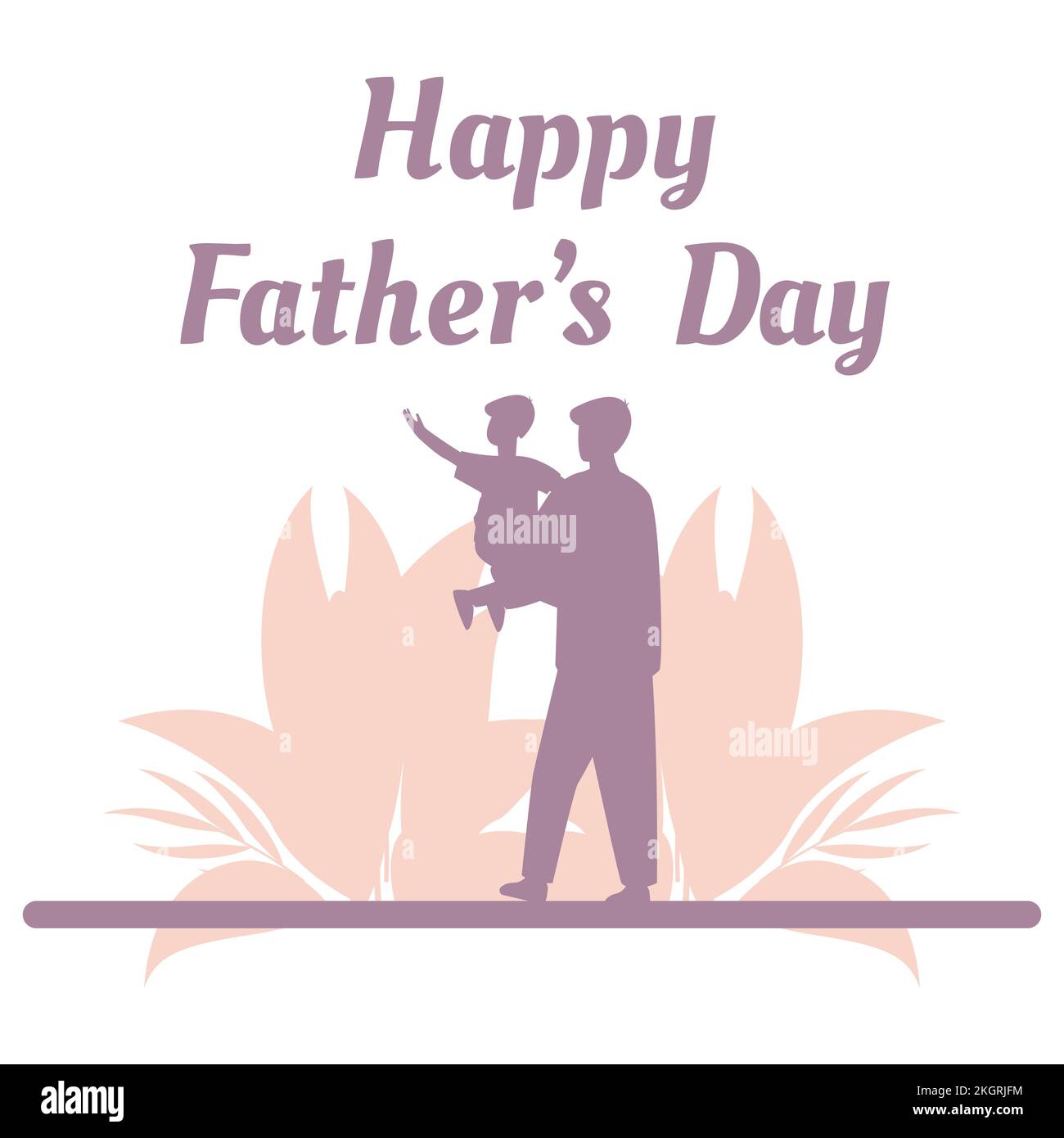 Vektorzeichnung zum Happy Vathers Day mit schönem Texteffekt, Vatertag-Sonderdesign, Happy Vathers Day Wish, Vater mit Kindern, Lila Stock Vektor