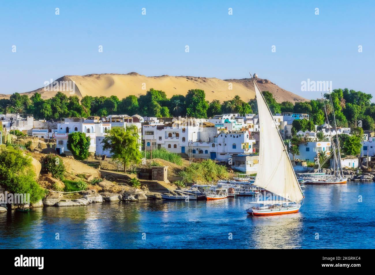 Ägypten, Assuan-Gouvernement, Assuan, Stadt am Ufer des Nils Stockfoto