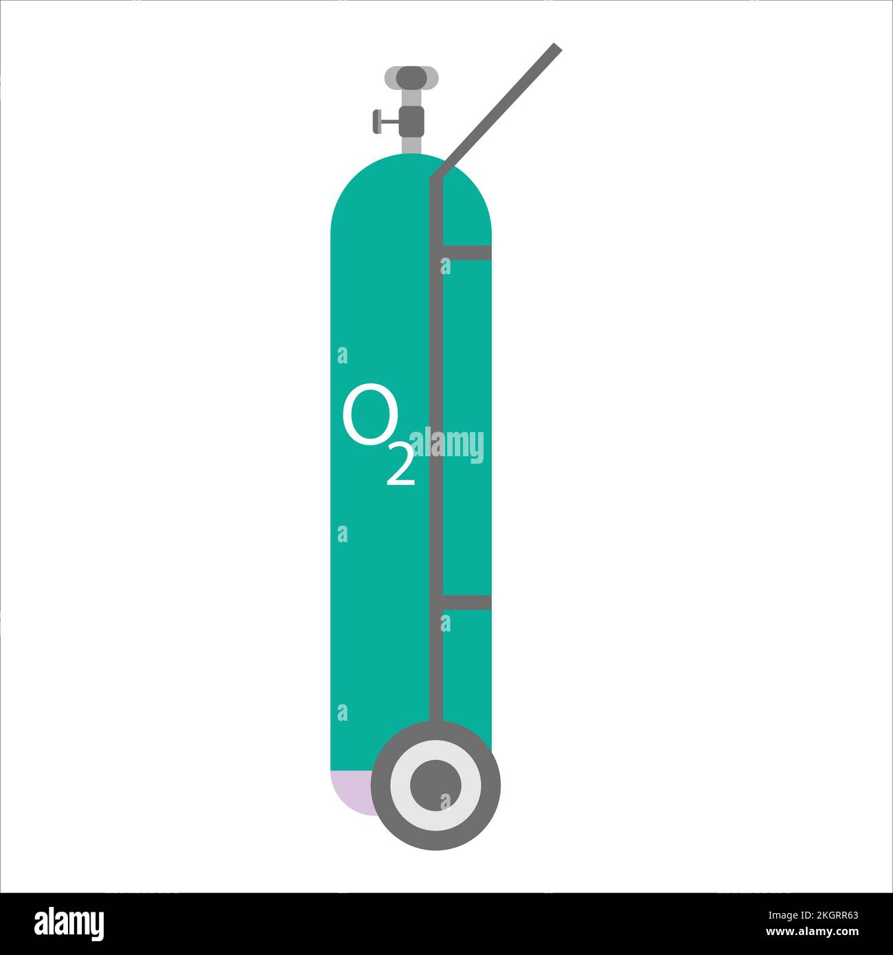 Grüner Sauerstoffzylinder mit Trage Vektor Illustration auf weißem Hintergrund, grüne Farbe Sauerstofftank für Coronavirus-Pandemie, Tank voll von Natur Stock Vektor