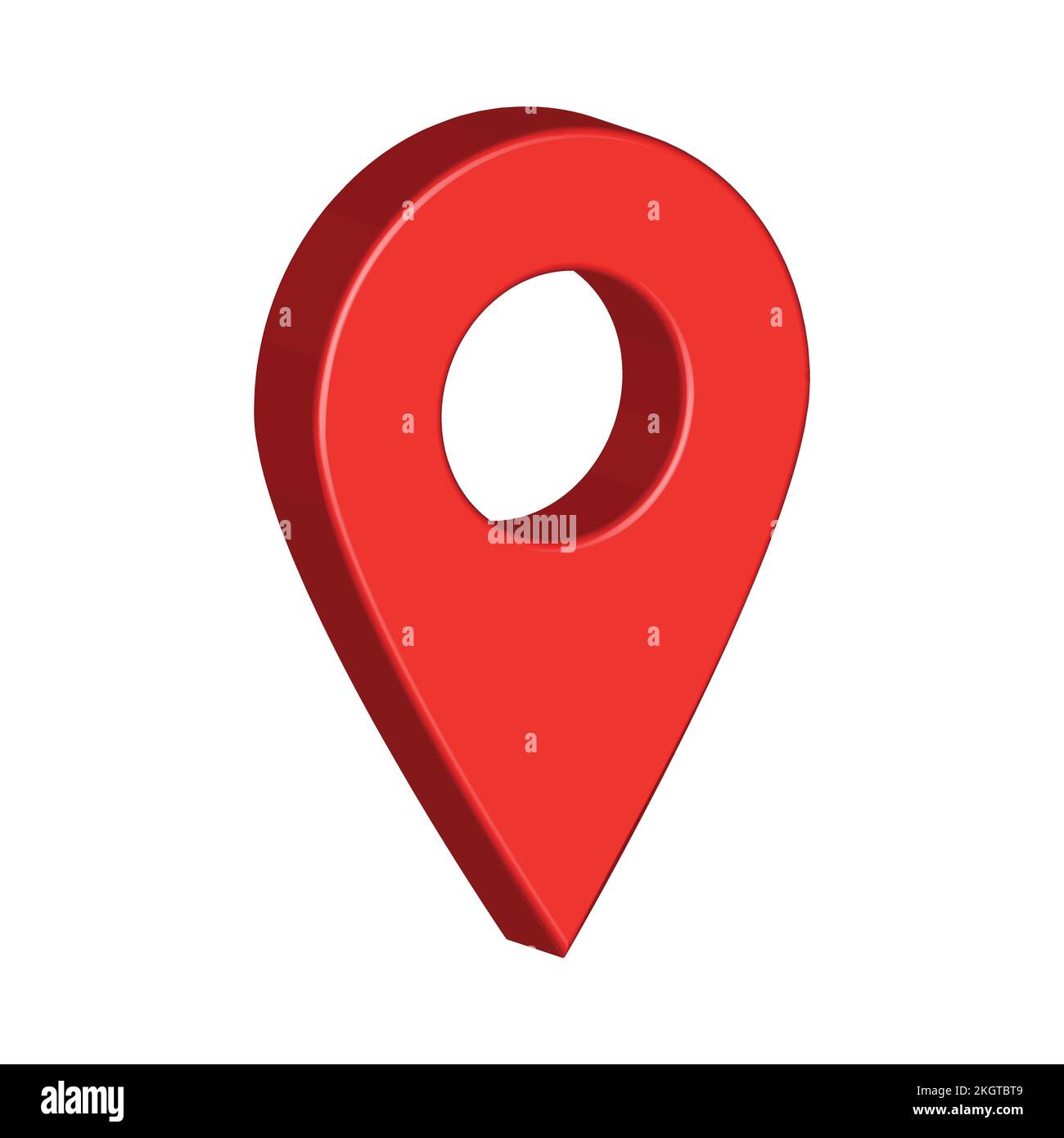 Design mit 3D Positionierstiften in Rot. 3D-Positionierstift zur Darstellung des Kartenvektors. Landschaftsstift im 3D-Stil auf weißem Hintergrund. Stock Vektor