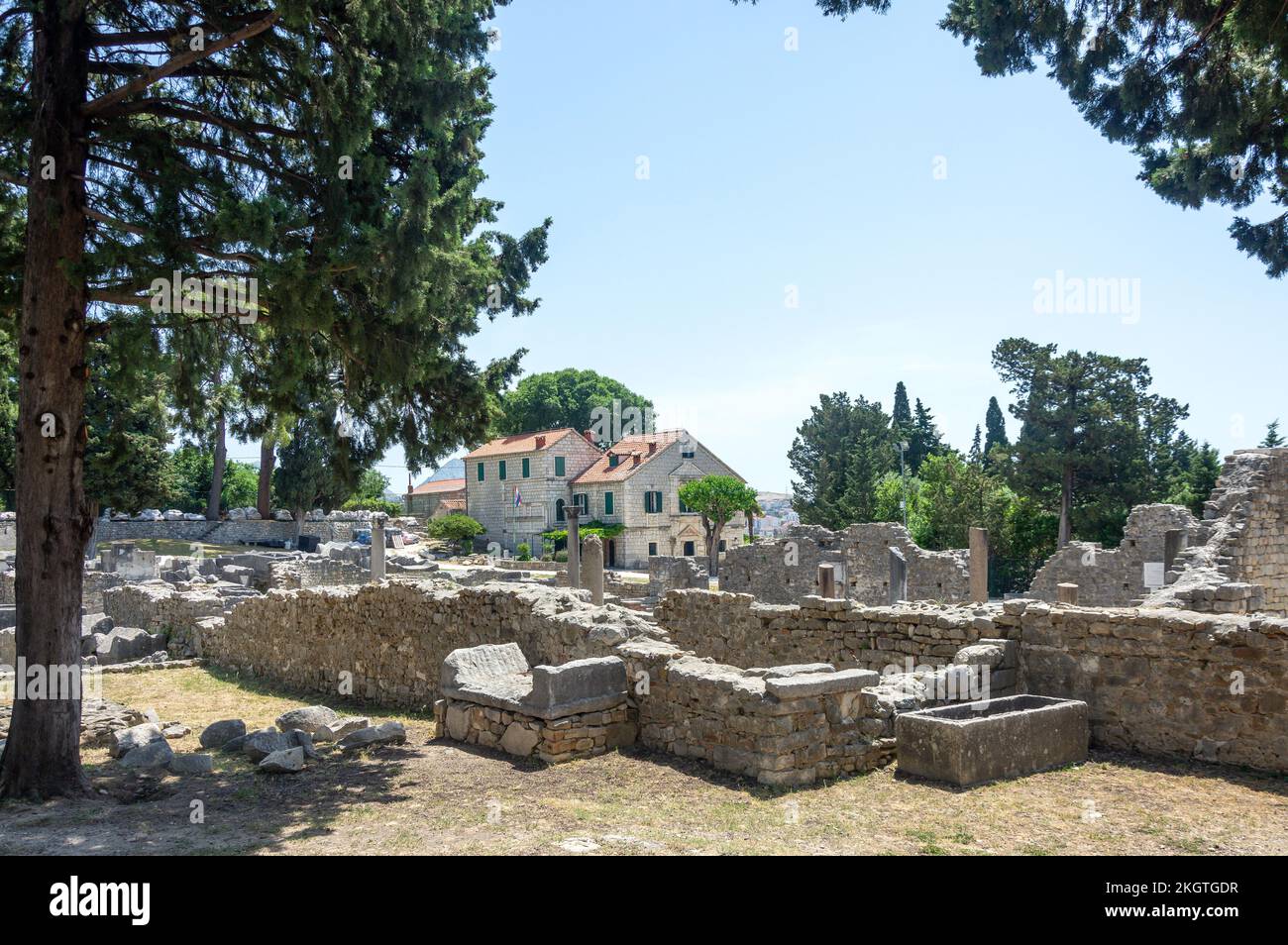 Frühchristliche Basilika und Museum, Antike Stadt Salona, Solin, Gespanschaft Split-Dalmatien, Kroatien Stockfoto