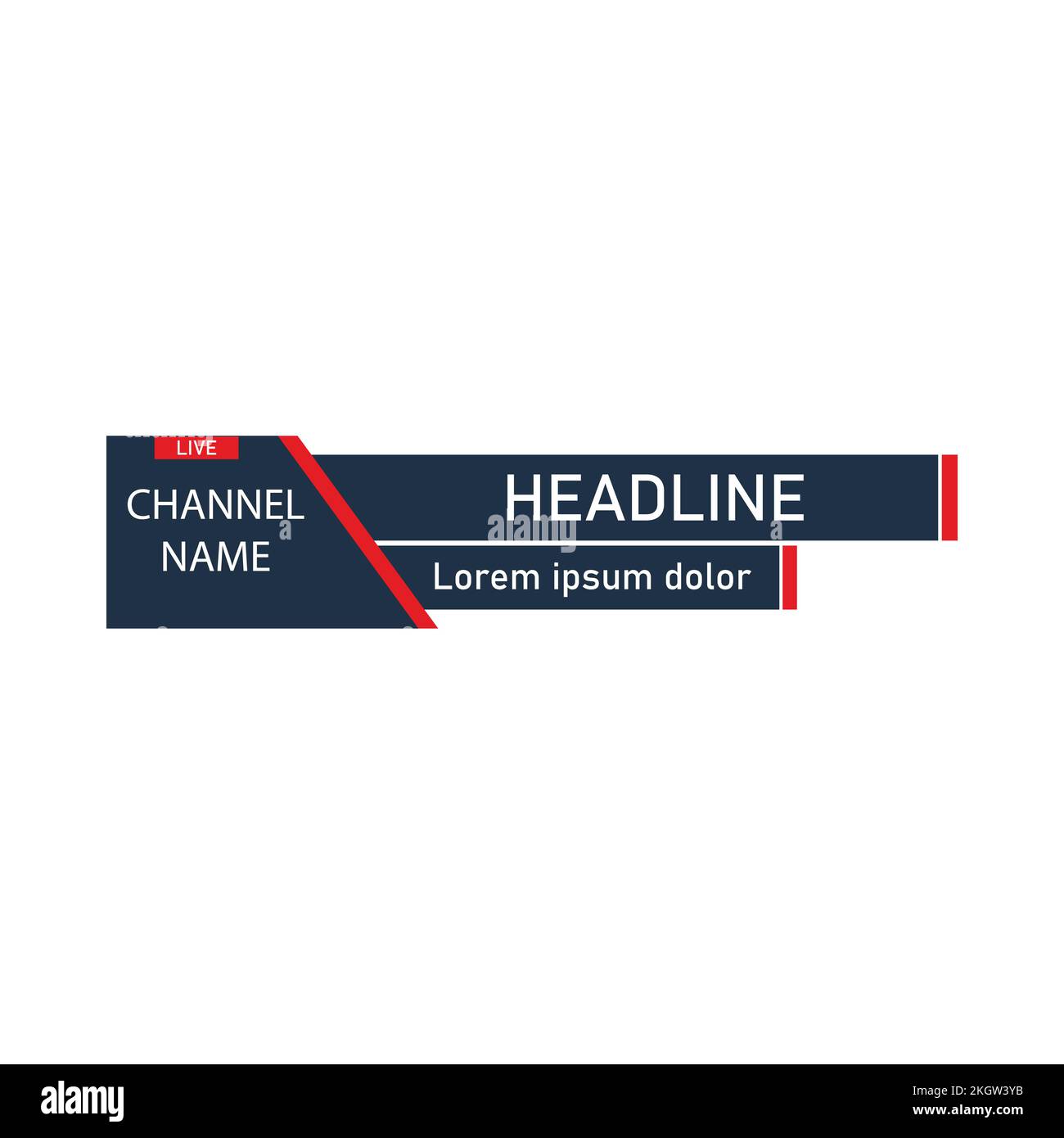 News Lower Third Royal Design für Fernsehsender. Das rechteckige und runde Vektordesign für Nachrichtenkanäle. Die Metallic-Farbe luxuriöses Schwarz Stock Vektor