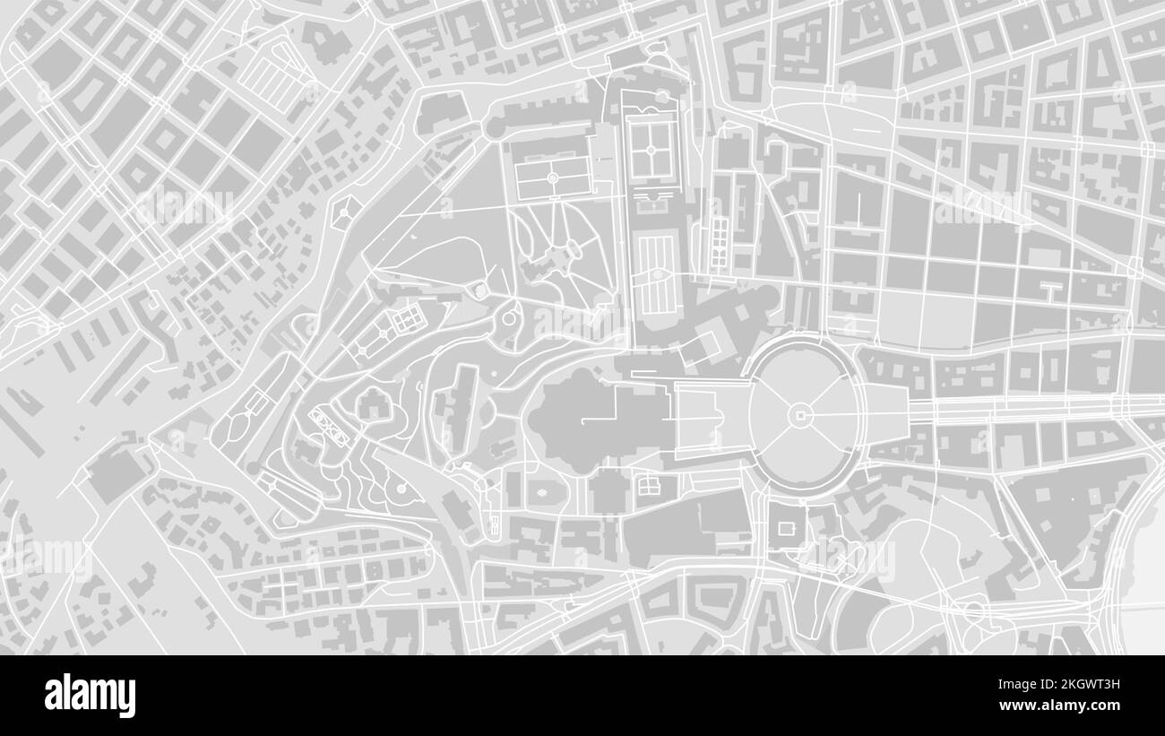 Weiß-hellgraue Vektorkarte im Hintergrund der Vatikanstadt, Straßen und Wasserkartografie. Breitbildformat, digitales Flachformat Roa Stock Vektor