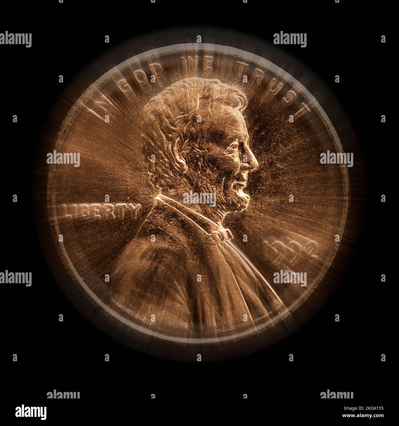 USA US-Münzen Silber Detail Textur, die Reichtum und Ersparnisse mit Inschrift in God We Trust Stockfoto