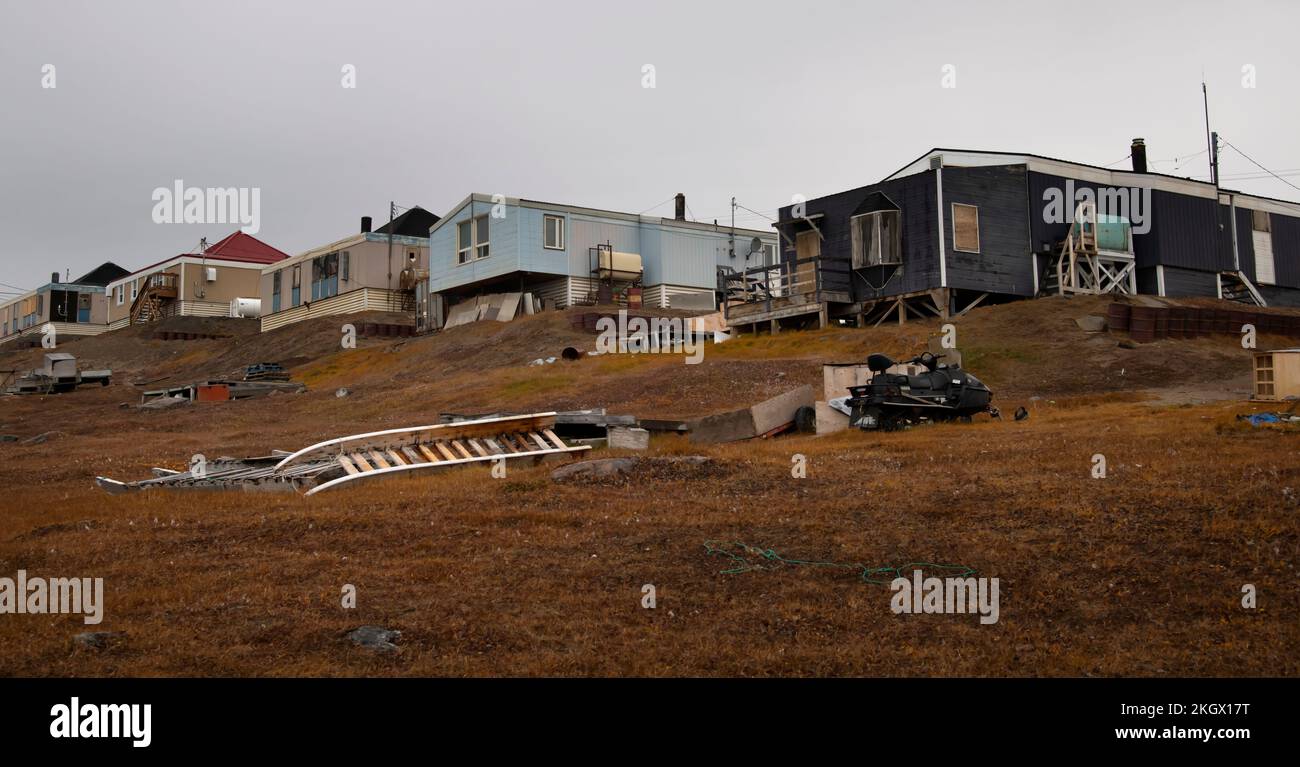 Typisches Gehäuse, Teicheinlass (Mittimatalik), Nunavut, Kanada Stockfoto