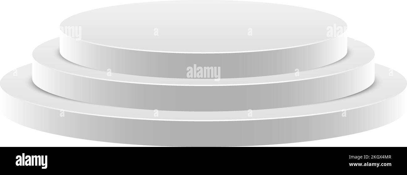 Runder Showcase-Stand. Realistisches weißes Sockelmodell Stock Vektor